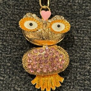 Pink Rhinestone Owl Keychain/Bag Charm (w/Gold Tone Hardware)(NWT)